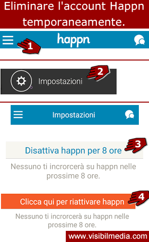 eliminare account happn