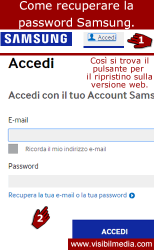 recuperare password samsung