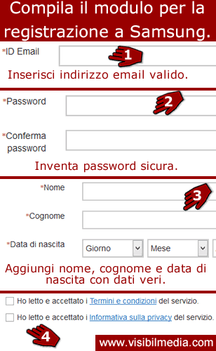 registrazione su samsung