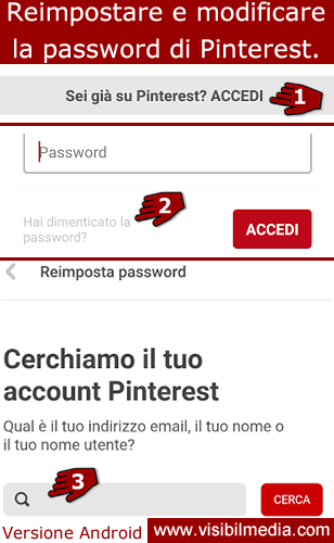 ripristinare password pinterest